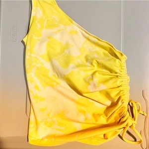 Size S/P Y2K Vintage one shoulder  tie dye yellow